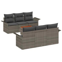 Ensemble de canapé de jardin avec coussin 7 pcs Gris polyrotin 626115626115