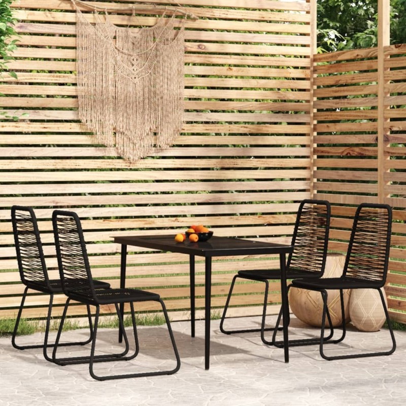 Ensemble à manger de jardin 5 pcs Noir 626128626128