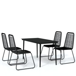 Ensemble à manger de jardin 5 pcs Noir 626128626128