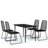 Ensemble à manger de jardin 5 pcs Noir 626128626128
