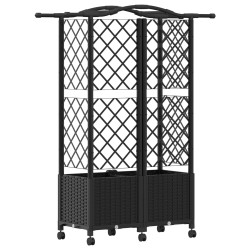 Lit Élevé avec Treillis et Toit Noir 122 x 40 x 144 cm PP 626130626130