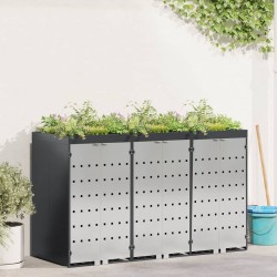 Rangement de poubelle à roulettes pour 3 poubelles Acier 626133626133