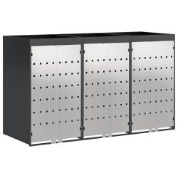 Rangement de poubelle à roulettes pour 3 poubelles Acier 626133626133
