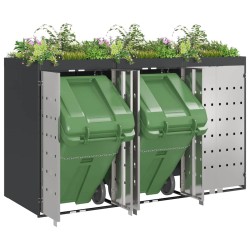 Rangement de poubelle à roulettes pour 3 poubelles Acier 626133626133