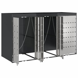 Rangement de poubelle à roulettes pour 3 poubelles Acier 626133626133