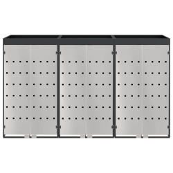 Rangement de poubelle à roulettes pour 3 poubelles Acier 626133626133
