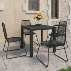 Ensemble à manger de jardin 5 pcs PVC résine tressée noir 626137626137