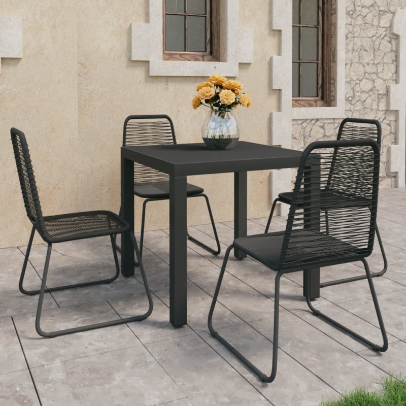 Ensemble à manger de jardin 5 pcs PVC résine tressée noir 626137626137