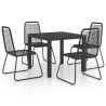 Ensemble à manger de jardin 5 pcs PVC résine tressée noir 626137626137