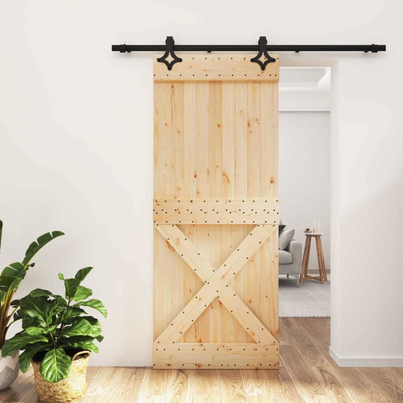 Porte coulissante Naturel et noir 85 x 210 cm 626140626140