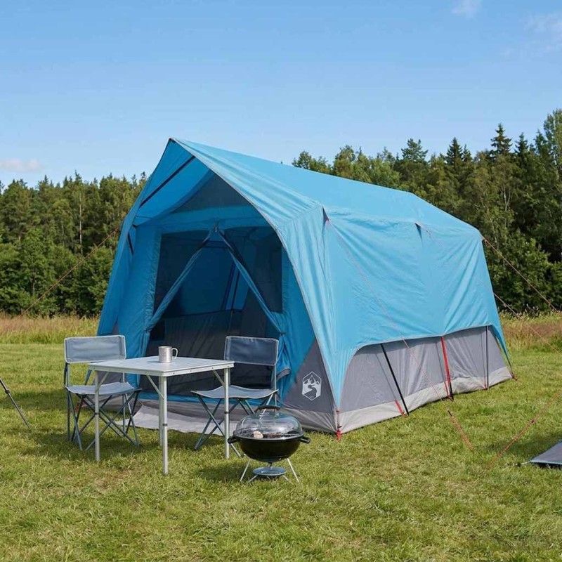 Tente tunnel avec toit Bleu 8 personnes Polyester et Acier 626145626145