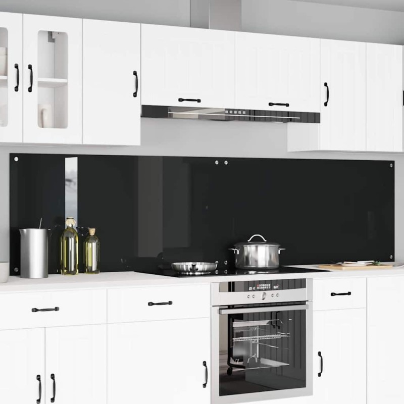 Crédence de cuisine 2 pcs Noir 120 x 60 cm verre trempé 626147626147