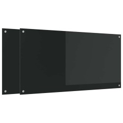 Crédence de cuisine 2 pcs Noir 120 x 60 cm verre trempé 626147626147