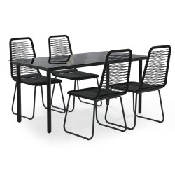 Ensemble à manger de jardin 5 pcs Noir  626153626153