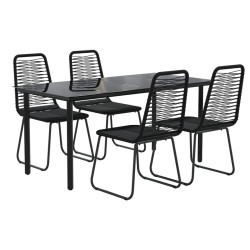 Ensemble à manger de jardin 5 pcs Noir  626153626153