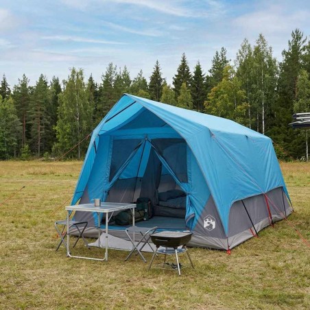 Tente tunnel avec toit Bleu 10 personnes Polyester et Acier 626157626157