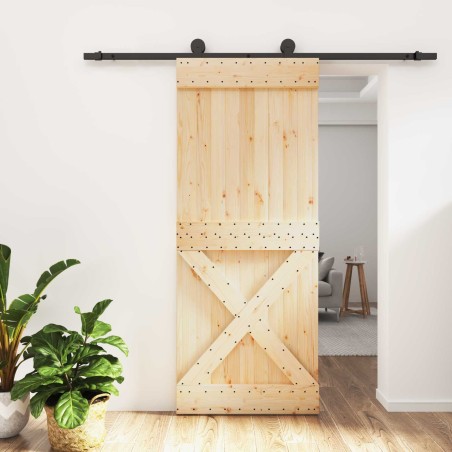 Porte coulissante Naturel et noir 85 x 210 cm 626162626162