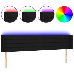 Tête de lit à LED Noir 203x16x78/88 cm Tissu 626183626183