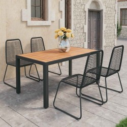 Ensemble à manger de jardin 5pcs PVC résine tressée noir marron 626185626185