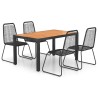 Ensemble à manger de jardin 5pcs PVC résine tressée noir marron 626185626185
