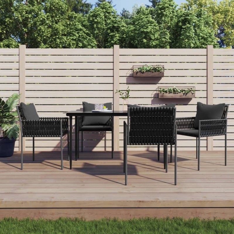 Ensemble à manger de jardin 5 pcs coussins résine tressée acier 626186626186