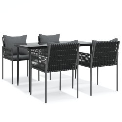 Ensemble à manger de jardin 5 pcs coussins résine tressée acier 626186626186