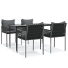 Ensemble à manger de jardin 5 pcs coussins résine tressée acier 626186626186