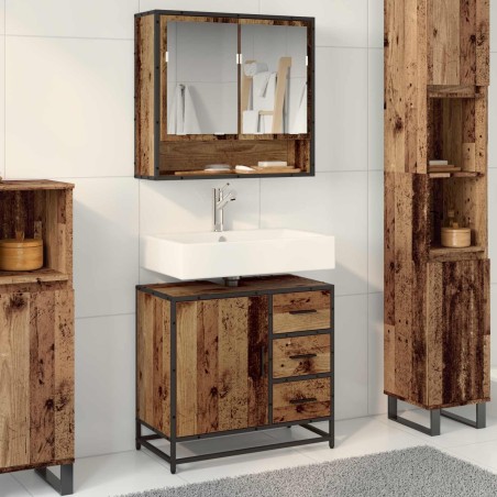 Cabinet de salle de bain avec porte Bois Ancien 65 x 33 x 60 cm 626208626208
