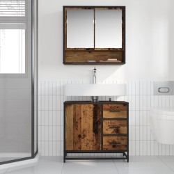 Cabinet de salle de bain avec porte Bois Ancien 65 x 33 x 60 cm 626208626208