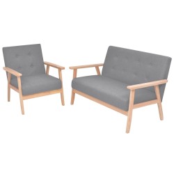 Ensemble de canapés 2 pcs Tissu Gris clair 626213626213