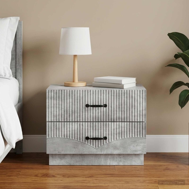 Cabinet de chevet avec tiroir Gris béton 62 x 34,5 x 44,5 cm 626219626219