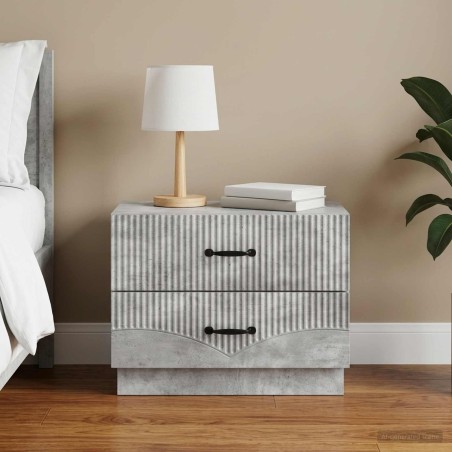 Cabinet de chevet avec tiroir Gris béton 62 x 34,5 x 44,5 cm 626219626219
