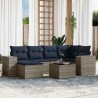 Ensemble de canapé de jardin 7 pcs avec coussins gris résine tressée 626223626223