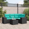 Ensemble de canapé de jardin 5 pcs avec coussins noir résine tressée 626227626227