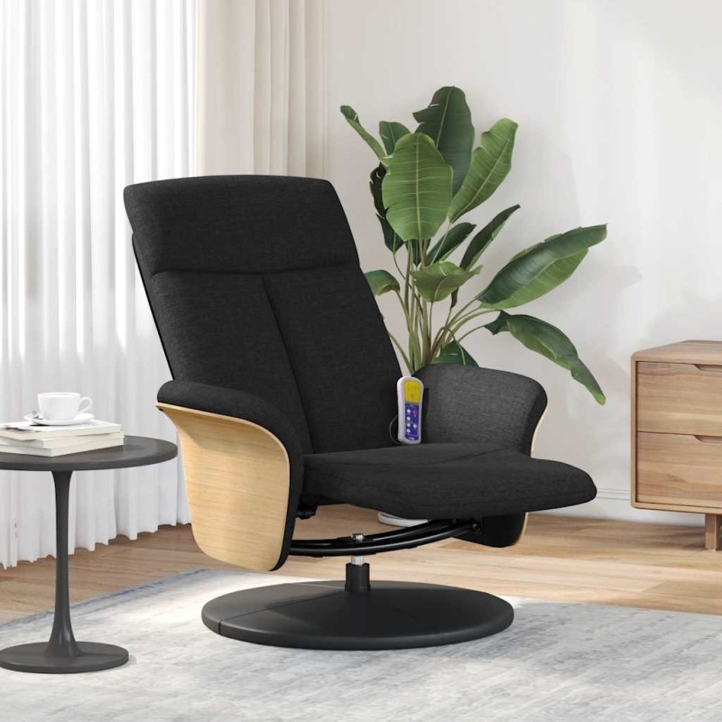 Fauteuil inclinable de massage avec repose-pieds noir tissu 626231626231