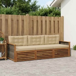 Ensemble de canapés d'extérieur 3 pcs Naturel et Beige 626234626234
