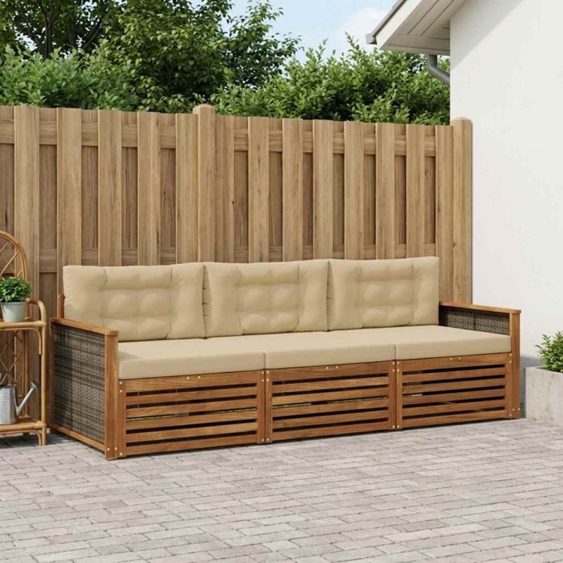 Ensemble de canapés d'extérieur 3 pcs Naturel et Beige 626234626234