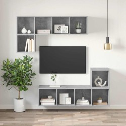 Meuble TV mural Gris béton 37x37x107 cm Bois d’ingénierie 626237626237