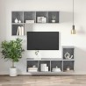 Meuble TV mural Gris béton 37x37x107 cm Bois d’ingénierie 626237626237