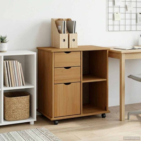 Cabinet roulant avec roue Marron miel 63,5 x 39 x 65,5 cm 626238626238