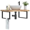 Étagère de vasque murale acier et bois massif d'acacia 626242626242