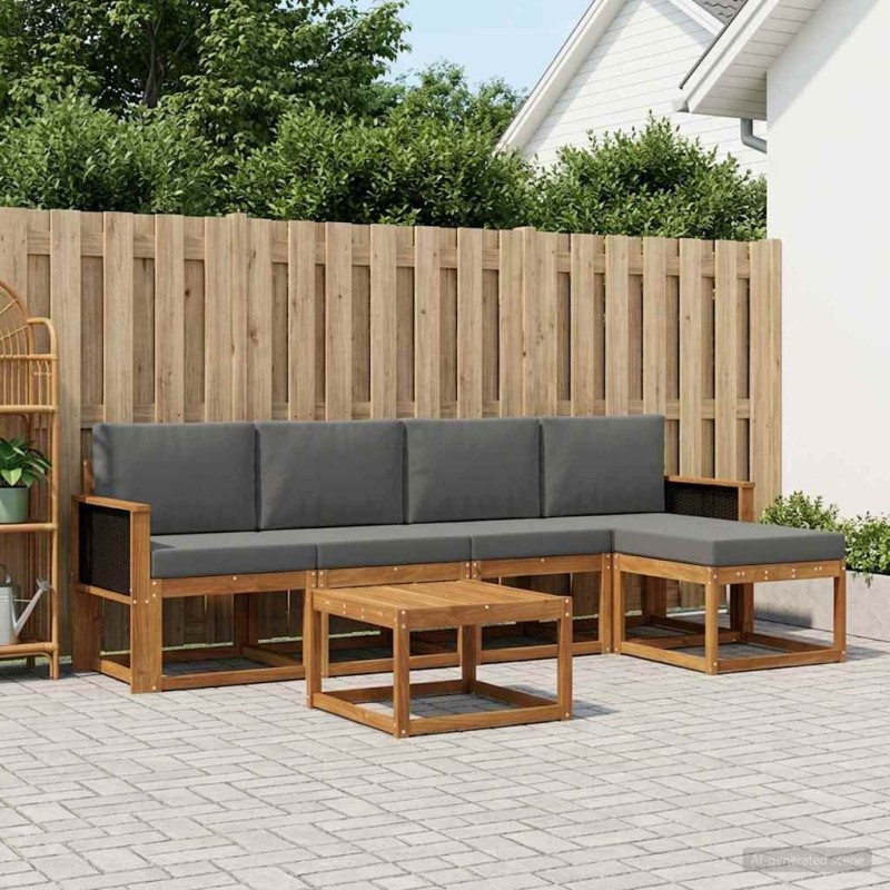 Ensemble de canapés d'extérieur 6 pcs Naturel et Anthracite 626243626243