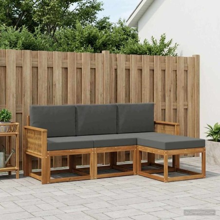Ensemble de canapés d'extérieur 4 pcs Naturel et Anthracite 626252626252