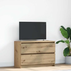 Meuble TV chêne artisanal 80x35x54 cm bois d'ingénierie 626253626253