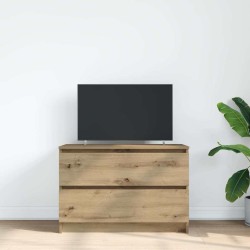 Meuble TV chêne artisanal 80x35x54 cm bois d'ingénierie 626253626253