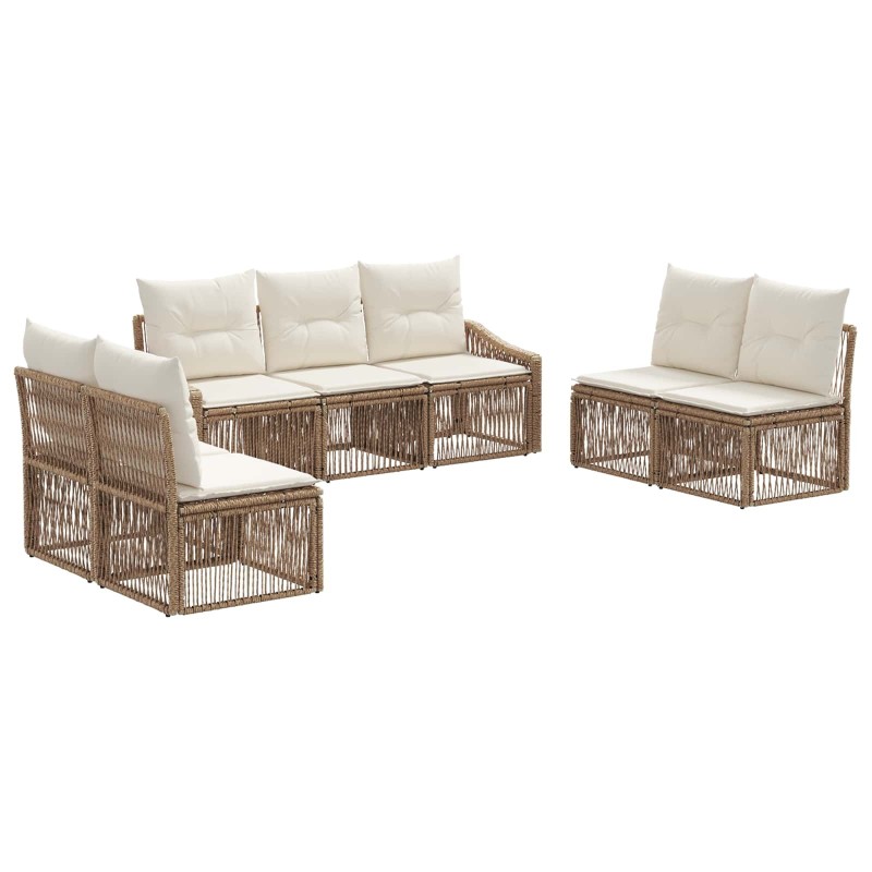 Ensemble de canapé de jardin 7 pcs Beige polyrotin 626254626254