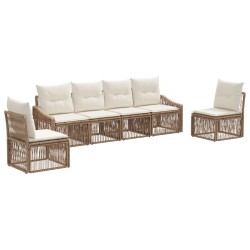 Ensemble de canapé de jardin 6 pcs Beige polyrotin 626259626259