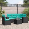 Ensemble de canapé de jardin 6 pcs avec coussins noir résine tressée 626260626260