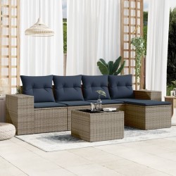 Ensemble de canapé de jardin 6 pcs avec coussins gris résine tressée 626268626268