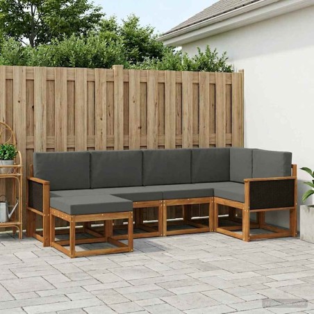 Ensemble de canapés d'extérieur 6 pcs Naturel et Anthracite 626270626270